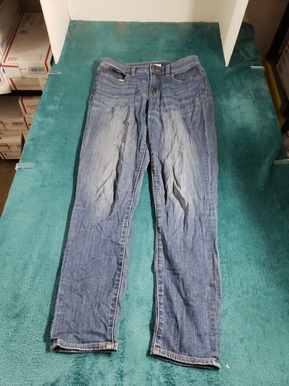 J.Crew Jeans Size 27x28 Mens Blue Pants Stretch Denim Mid Rise Straight Ankle